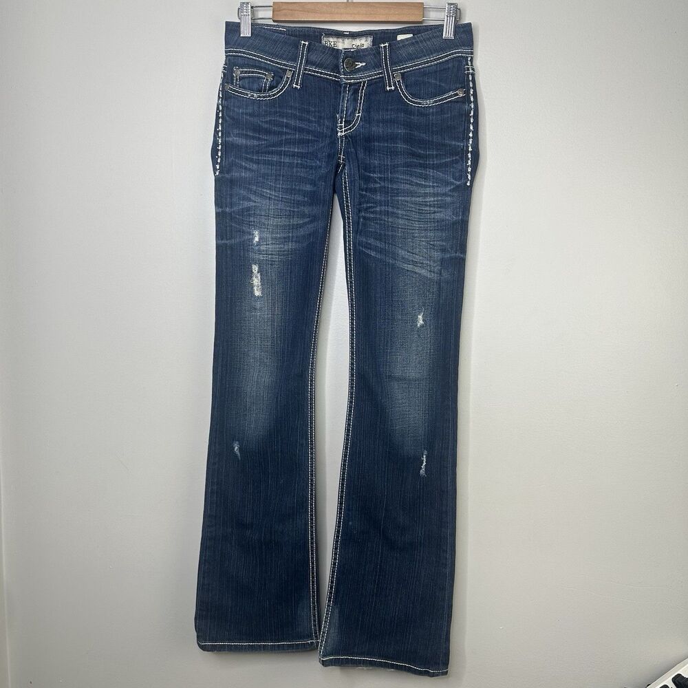 BKE Flare Jean Stella Women's Size 29 Distressed Low Rise Stretch Y2K Urban